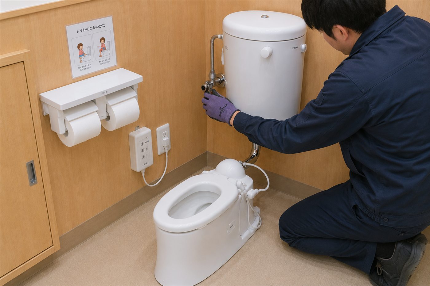 幼児用トイレの詰まり解消・整備